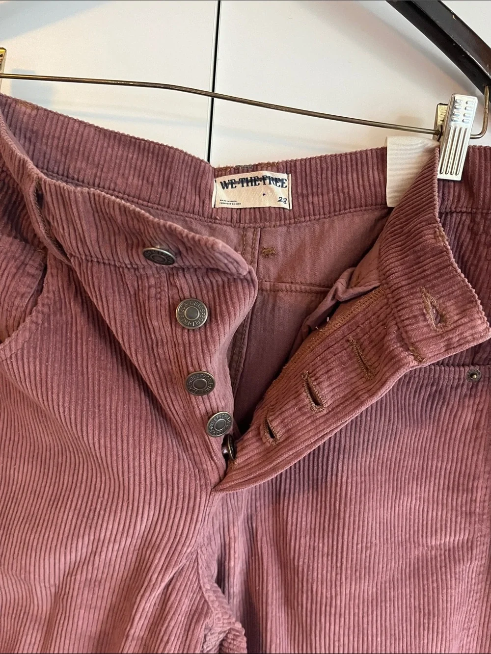 Free People We The Free Good Luck Mid-Rise Cord Barrel Jeans 28 NWT